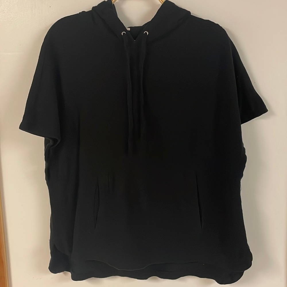 J Crew Hooded Black Sweatshirt mid length sleeve